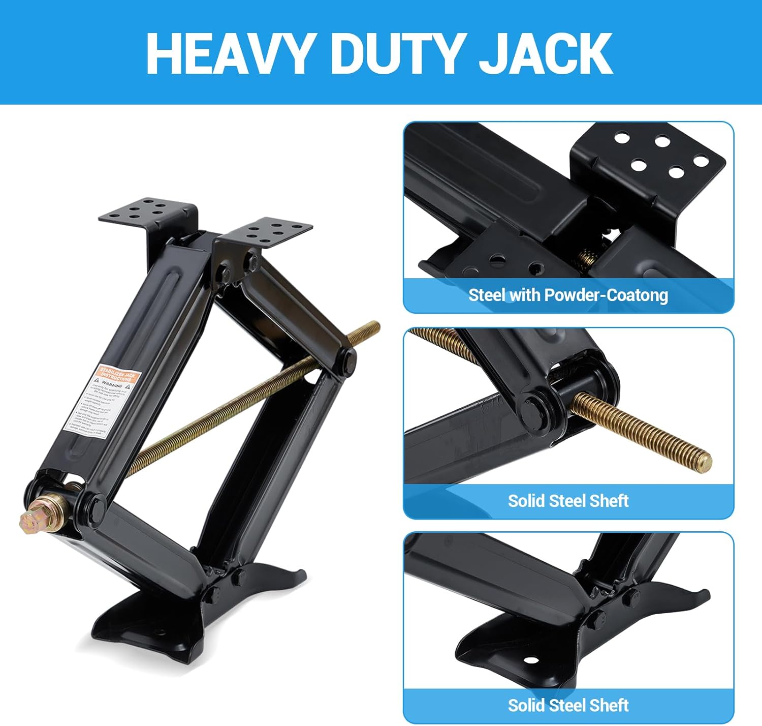 Garvee 24" RV Scissor Jack - 7500lb Heavy Duty Leveling Stabilizer with Crank Handle, Stable Base, 4"-24" Adjustable Height, Powder Coated Steel for Travel Trailers, RVs & Campers - 4 Pack
