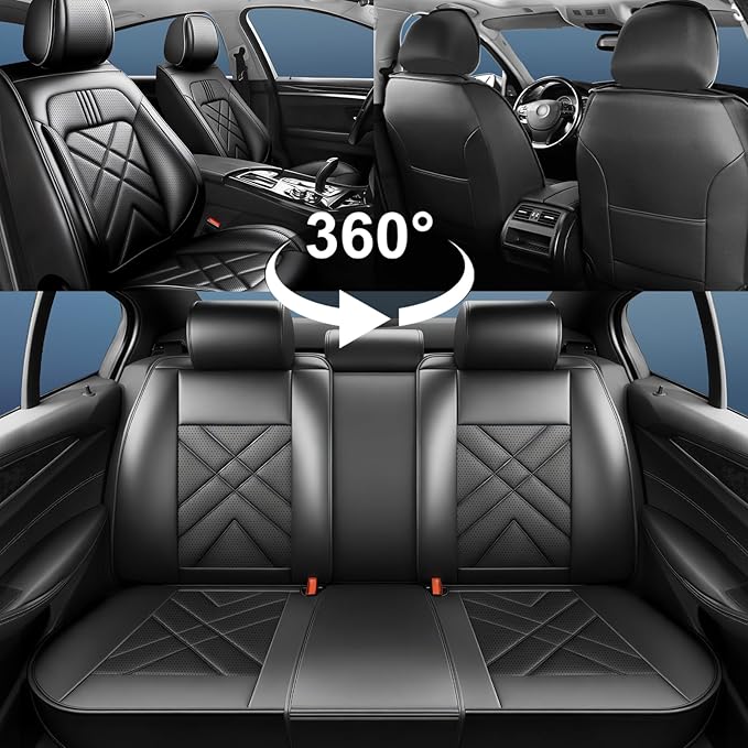 CX-70 Car Seat Covers Custom Fit for Mazda CX-70 2025-2026, Full Coverage Premium Leather Waterproof Breathable Seat Covers, Automotive Seat Protectors, Airbag Compatible(Full Set Seats, Black)