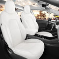 White Car Seat Cover for Tesla Model 3 2017 2018 2019 2020 2021 2022 2023 Waterproof Nappa Leather Seat Cover Full Set(White-Model 3)