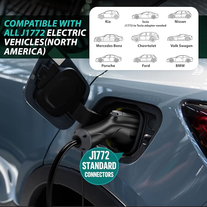AIMILER Level 2 Electric Vehicle (EV) Charger(WIFI APP/Plug-play), 40A, 25ft Cable ETL Certified, 220V-240V NEMA 14-50P Plug EVSE w/ J1772 Connector, Portable EV Car Charging Stations for Home Level 2