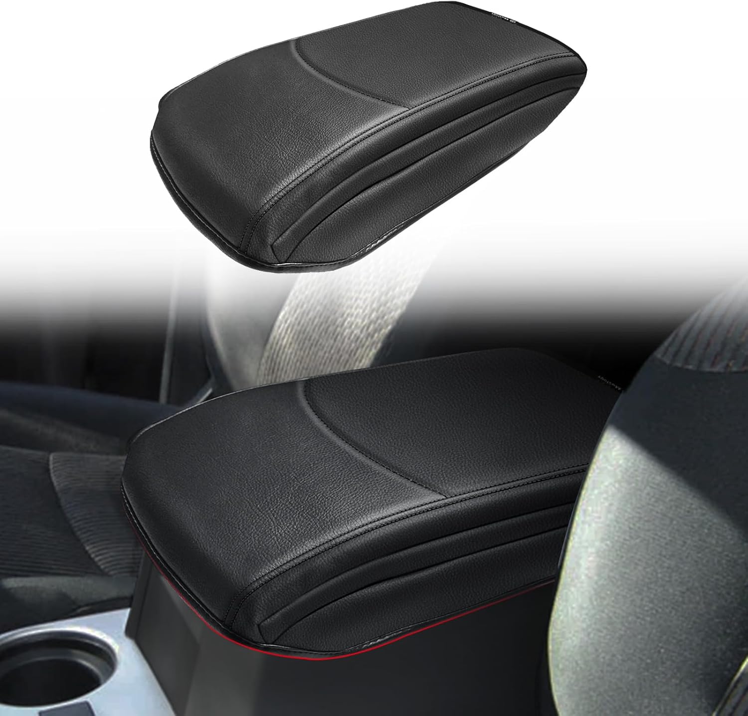 Muslogy Center Console Armrest Cover Compatible with Toyota 4Runner 2010-2024 Comfort Armrest Pad Arm Rest Cushion Vegan Leather Protector 1-Inch Extra Thick