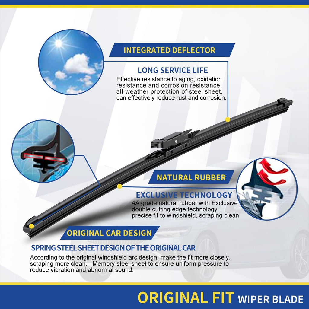 2 wipers Factory Replacement For 2007-2020 2021 Tundra 2008-2020 2021 2022 Sequoia Original Equipment Replacement Windshield Wiper Blades Set - 26"+23" Pinch Tab (Set of 2) Not for J Hook