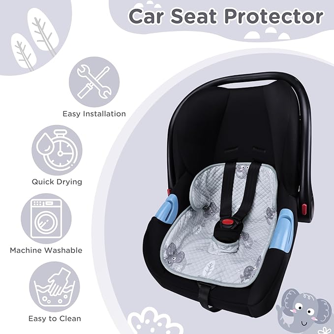 Car Seat Potty Training Protector Set, 2 Pack Waterproof Piddle Pad for Baby Toddlers, Leak-Proof Car Seat Liner with Non-Slip 2 Strap Covers, Machine Washable - Gray
