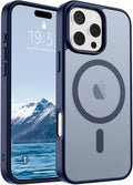 SUPFINE Magnetic for iPhone 16 Pro Max Case (Compatible with MagSafe) (Military Grade Drop Protection) Translucent Matte with Anti-Fingerprint Phone Case,Navy Blue