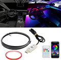 Interior Car Ambient Lighting Kit, 43.3 Inches RGB USB LED Ultrathin Acrylic Strip Lights Neon Accessories for Cars Truck SUV Center Console Dashboard with APP&Remote Control