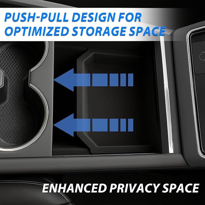 Center Console Organizer for 2026 Tesla Model Y Juniper Accessories & Model 3 Highland 2026-2024 Flocked Storage Organizer Set Center Console Box, Armrest Box and DIY Cup Mat