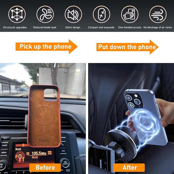 Compatible With Toyota Tundra Phone Holder 2007-2013 for Air Vent, 2nd Gen Sequoia Mount, Magnetic Bracket Anti-Shake, 360 Degree Rotation Dashboard Cell Stand, Black