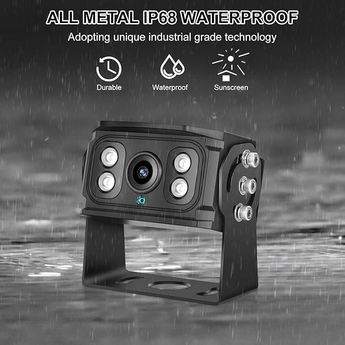Dual RV Backup Camera 7 Inch 4K Display Screen Loop Recording Voice Control System IP68 Infrared Night Rear View Camera Wired Kit RV Trucks Tractors Car Videorecorders （12-24V）