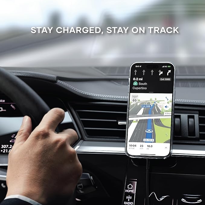 Satechi Qi2 Wireless Car Charger, Travel Friendly Car Phone Mount Charger for Air Vents, 15W Fast Chargers, for iPhone 17 to 12 Series