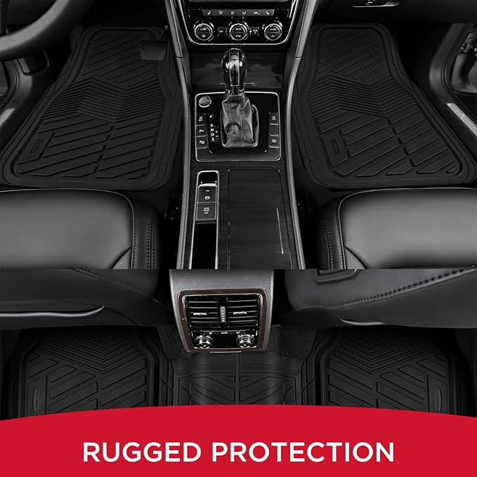 Rubbermaid Car Mats Full Set – All Weather Car Floor Mats Universal Trim-to-Fits Design,Heavy Duty Car Mats for Cars, SUVs, Trucks,and Vans - Gray