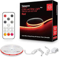 Tatazone 32.8ft Red COB Led Strip Lights with RF Remote, Dimmable Bright Dotless Adhesive Indoor Led COB Light Strip for Cabinet, Painting, Room, Bed