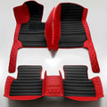 Custom Personalized Floor Mats for Cars，Luxury Full Coverage All Car Floor Mats，Anti-Slip Leather Car Mat Set ，Custom Floor Mats for 99% of Cars, Trucks & SUVs. (Red and Black Stripes)