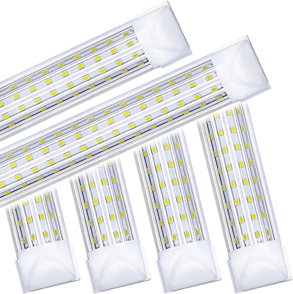 (6- Pack) 4FT LED Shop Light, 65W 5000K Daylight White 7500LM Super Bright T8 Integrated Fixture U-Shape 4 Rows Linkable Tube Lights for Garage Warehouse Workshop Basement Plug and Play