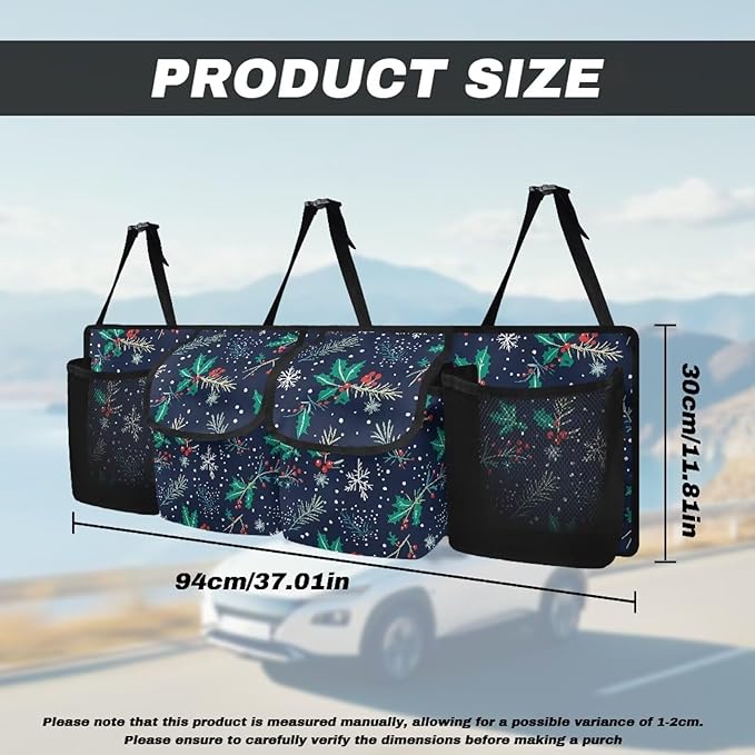 Snowflakes and Leaves Car Trunk Organizer, Hanging Capacity Storage Bag Car Back Seat Storage Bag Auto Interior Accessories for SUVs MPV Sedans Trucks Jeeps