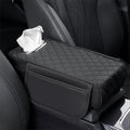 Center Console Cover Arm Rest Cover Leather Car Armrest Box Pad with Pocket Tissue Box Hole Auto Armrest Cover Cushion for Sedan Vehicle (Black)
