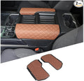 2PCS Center Console Armrest Cover for Toyot@ Tundra 2022-2025 /Sequoia 2023-2025 Accessories, Leather Front Seat Armrest Box Cushion Protector Waterproof Anti-Scratch (Left-Hand Drive)