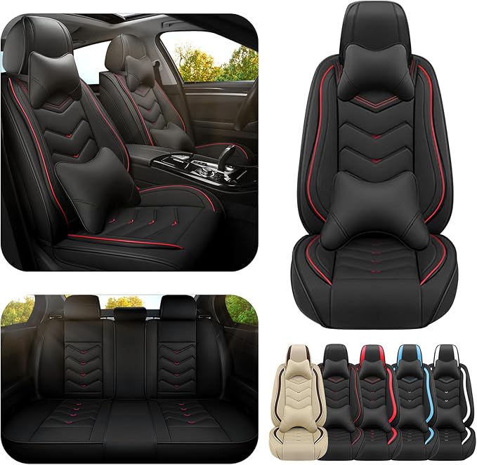Car Seat Covers for VW Eos 2007-2016, Premium Nappa Leather Car Seat Cover, Stylish Sport Seat Covers， Automobile Seat Cover Sets.(Luxury 5 Seats/Black)