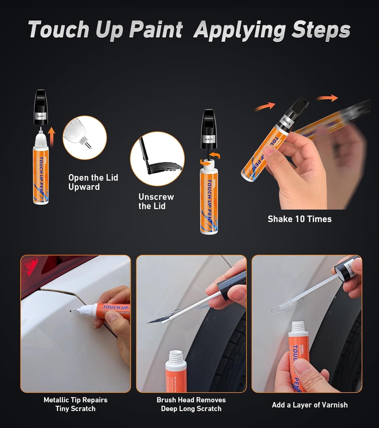 Touch up Paint for Cars, Car Scratch Remover for Vehicles, Car Paint Scratch Repair Automotive Touch Up Paint Pen for Rim, Wheel 2PCS (Grey+Varnish)