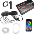 RGB LED Fiber Optic Car Interior Lights, APP Controlled Ambient Lighting Kit 236in, Music Sync, Dimmable, Timer Function, 5-in-1 Optical Fiber Ambient Light for Car Decoration, Universal Fit