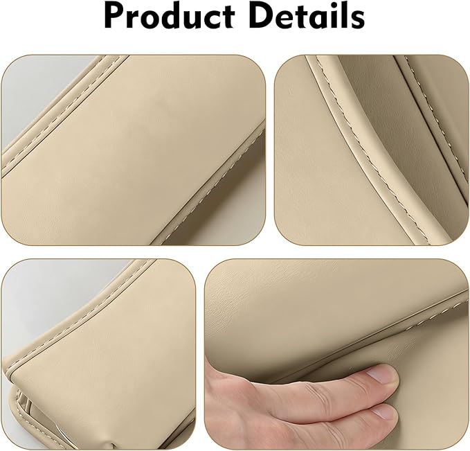 Car Seat Gap Filler Organizer, Waterproof Anti-Slip Leather Front Seat Side Storage Bag for Phones, Keys, Glasses, Cards, Universal for Most Cars (Beige)