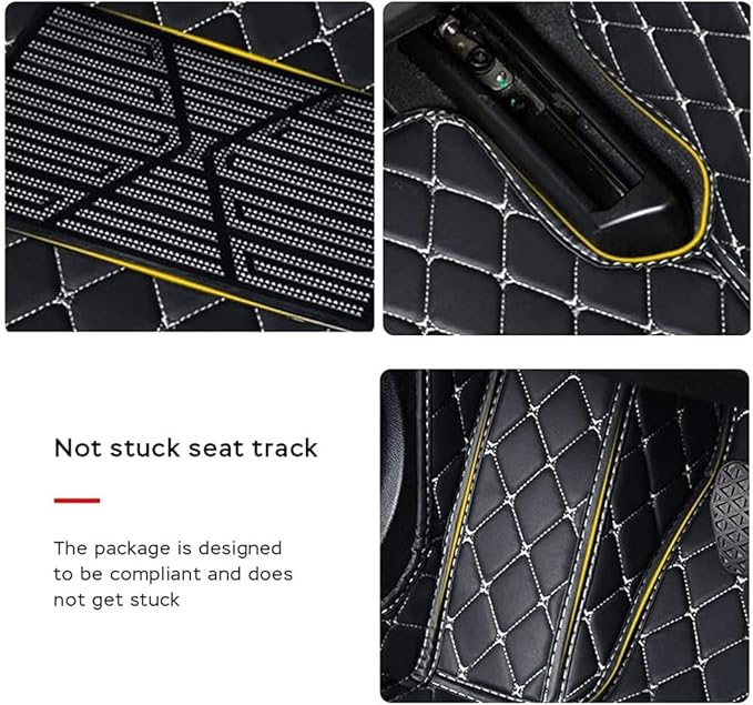 MELKEN Custom Fit Leather Car Floor Mats for 95% of Cars Full Coverage Floor Liners Car Mats (Black & Beige)