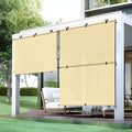 Bynbbur 8'W x 14.5'H Outdoor Patio Shades Foldable Roller Blinds, 220 GSM Sun Shade Roll Up Porch Screens Exterior Shade Cloth for Deck Pergola Backyard, Beige
