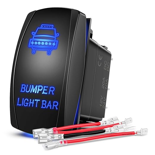 Nilight 90004B Bumper Light Bar Rocker Switch Led Light Bar 5 Pin Laser On/Off Switch 20A/12V 10A/24V Switch Jumper Wires Set