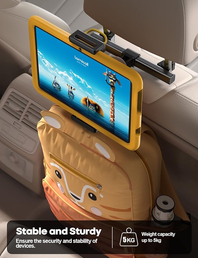 Lamicall Car Tablet Headrest Holder - Car Back Seat Headrest Tablet Mount Stand for Kids, Road Trip Essentials Accessories Gifts, for 2025 iPad Pro 11/13" Air Mini, iPhone, Galaxy Tab, 4.7-13" Devices