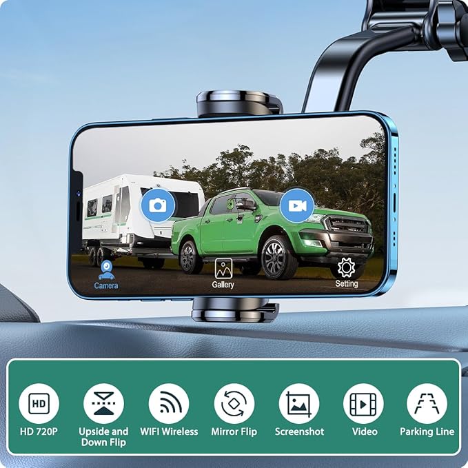 GreenYi WiFi Car Wireless Backup Camera, GreenYi 5G 720P HD Car Rear View Reverse Camera for iPhone iPad Android Smart Phone Tablet with 170 Degrees Wide Viewing Angle