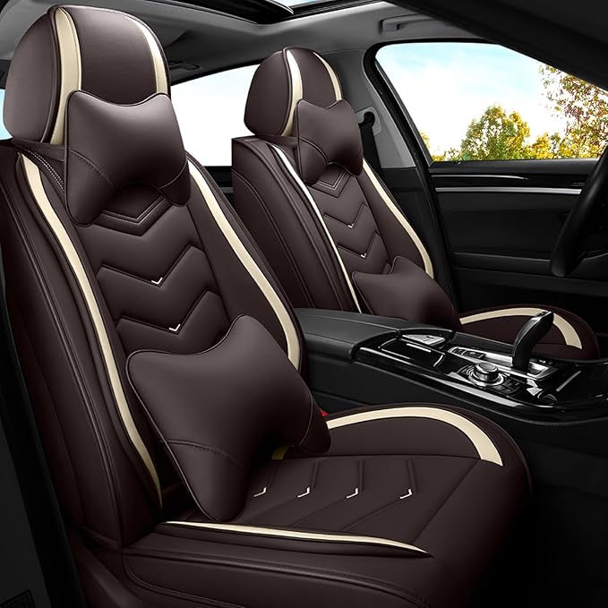 Car Seat Covers for Lexus ES 350 2007-2025, Premium Nappa Leather Car Seat Cover, Stylish Sport Seat Covers， Automobile Seat Cover Sets.(Luxury 2 Seats/Coffee Color)
