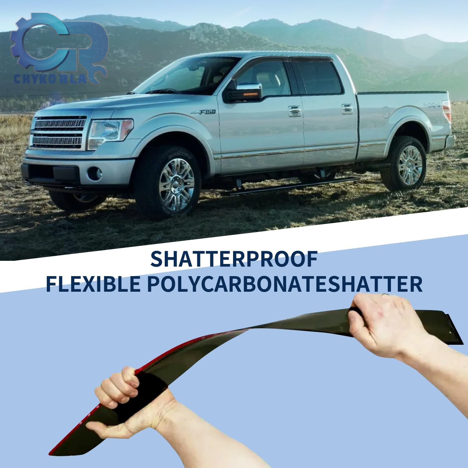 Rain Guards Window Visors Fit for 2009-2014 Ford F150 SuperCrew Cab Truck, Outside Mount Sun Shade Window Vent Deflectors,Smoke Tinted Side Window Vent Visors 2010 2011 2012 2013