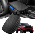 Center Console Cover for Ford Ranger 2024 2025 2026 PU Leather Armrest Cushion Pad with Side Pocket Middle Console Lid Protector Ranger Interior Accessories (Ranger 24-26 pad)