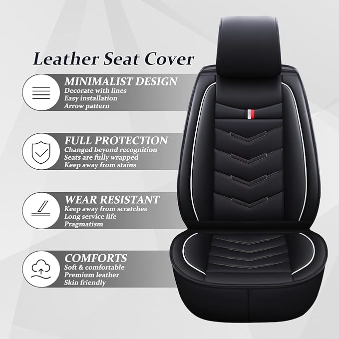 Car Seat Cover 6 Seats for Ford Explorer 2000-2026, Waterproof Durable Compatible Airbag, Premium Leather Seat Protector(6 Seats Luxury,Black White)