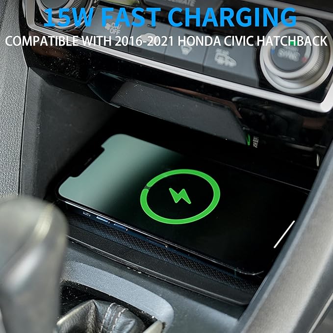 Xipoo Wireless Charger Pad Compatible with 2016-2021 Honda Civic Magnetic Car Wireless Charger Fast Charging Tray Replacement for 2016-2021 Honda Civic Accessories