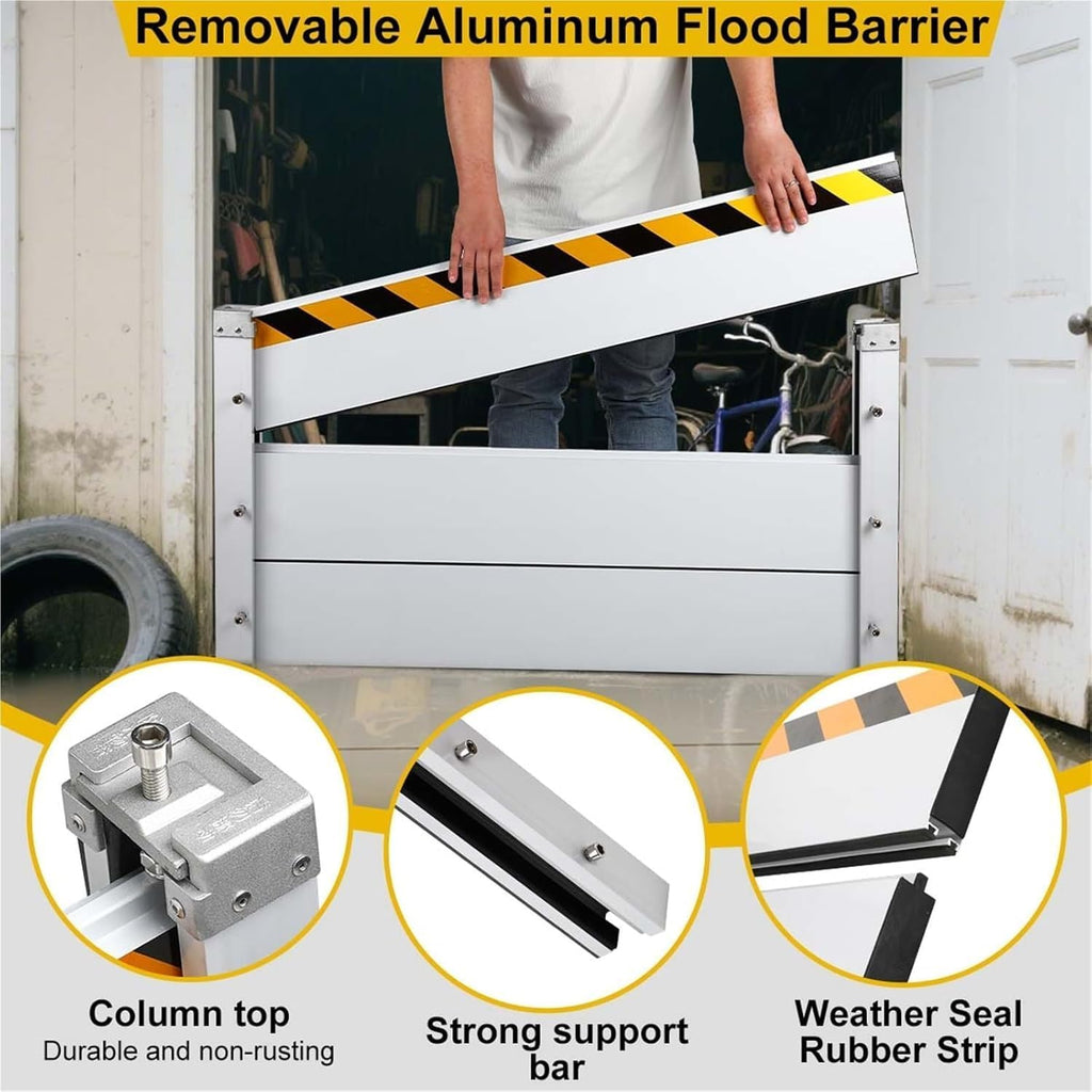Reusable Heavy Duty Aluminum Flood Barriers for Home Exterior, Flood Protection Barriers Water Barrier Door Quick Detachable Garage Doors Detachable Mobile Rain Water Baffle ( H 31.5 inch L 21.5FT)