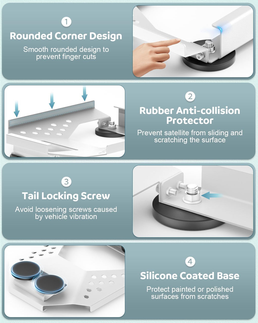 Starlink Mini Car Roof Mount, Starlink Mini Magnetic Mount for Car, 264lbs Heavy Duty Magnet, 4-Side Protection Magnetic Quick Release Sunroof Suction Cup Mounting Kit for Travel RV Accessories White