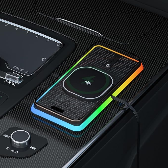 Magnetic Wireless Car Charger Charging pad, POLMXS 15W Wireless Phone Charger Cell Phone Cordless Charging mat for car Compatible with iPhone 12/13/14/15/16 Pro Max Xs Airpods Earbuds (K1MAG)