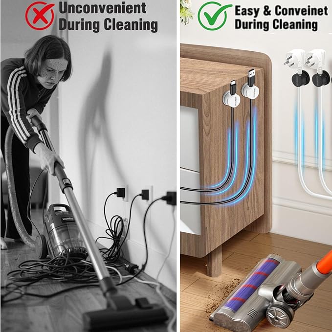 6 Rotatable Cord Holder Desktop Cord Organizer Magnetic Spring Cable Clips 2 Charging Cord Protecors for Nightstand Phone Charger Organizer Computer Desk Cable Management Appliance Adhesive Wire Strap