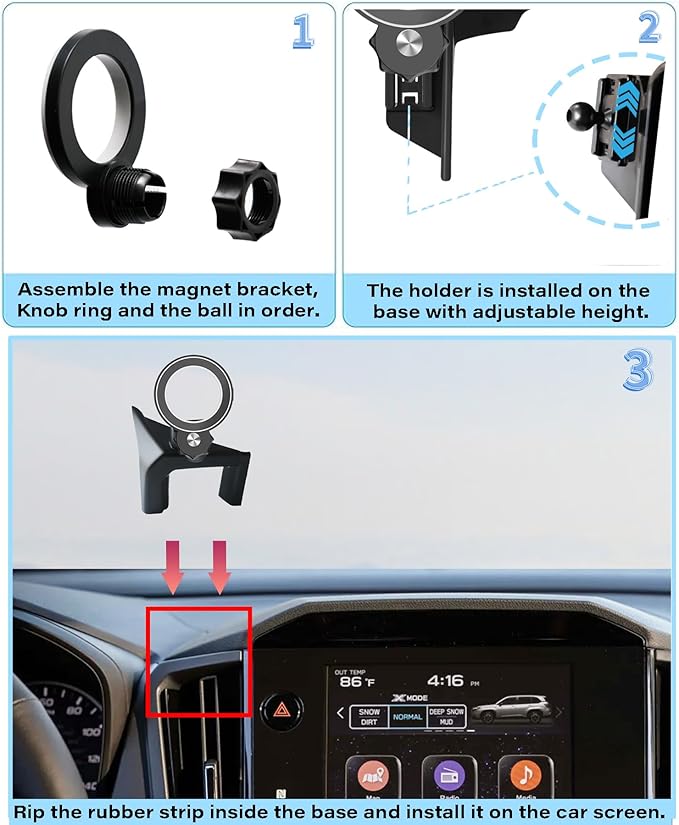 Magnetism Car Phone Holder for Subaru Forester 2025 2026 Accessories Compatible with MagSafe Hands-Free 360 Degree Rotation Adjustable Cell Phone Mount Does Not Affect Air Vent