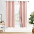 XWZO 100% Blackout Curtains 63 Inches Long - Heat and Full Light Blocking Window Treatment with Black Liner for Bedroom/Nursery with Tiebacks, Grommet Top, Blush Pink, W42 x L63, Set of 2