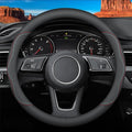 Custom-Fit for Volkswagen Steering Wheel Cover, Premium Leather Car Cover with Logo, Non-Slip, Breathable, Accessories (A-Style,for Volkswagen)