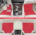 Custom Making Car Floor Mats for 98% Sedan SUV Car Protection Full Coverage Mats Anti-Slip Leather Floor Liners All Weather Car Floor Mats (White+Fashion Red)