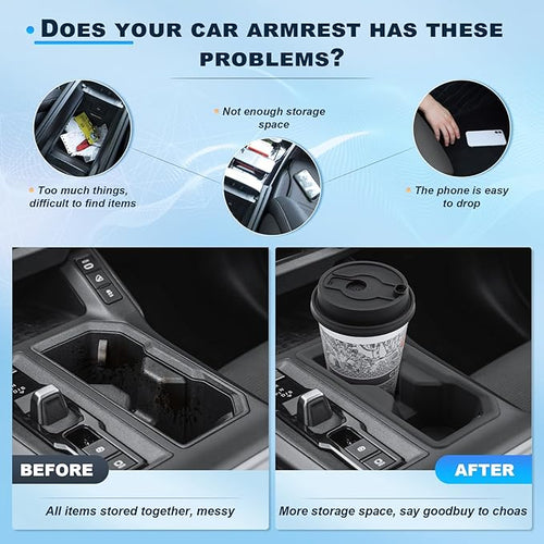 (4PCS) 2026 R AV4 Center Console Organizer for 2026 Toyota R AV4 (6th Gen) Wireless Charging Pad Mat & Wireless Charger Drawer & Armrest Box & Center Console Cup Holder 2026 R AV4 Interior Accessories