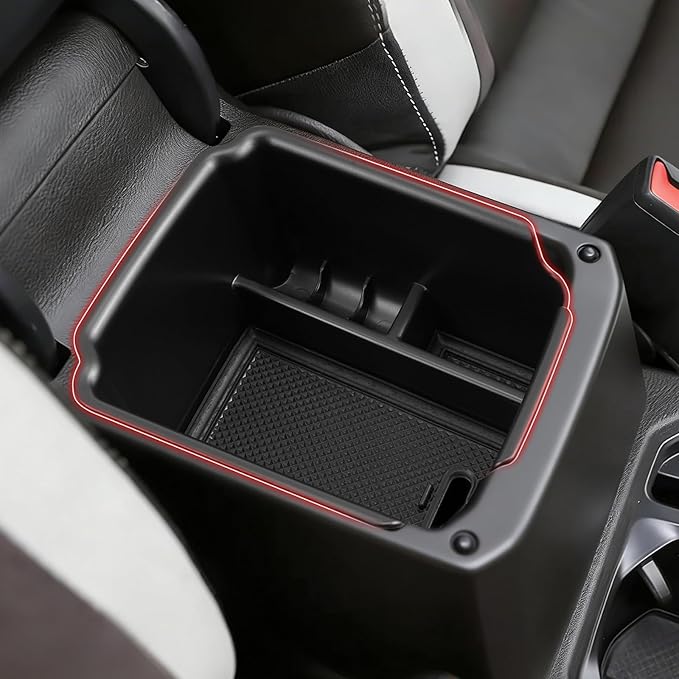 Autorder Center Console Organizer for 2022-2026 Volkswagen Taos/ 2018-2024 VW Tiguan,Taos/Tiguan Interior Accessories Armrest Storage Box Secondary Insert Tray with Non-Slip Silicone Mats