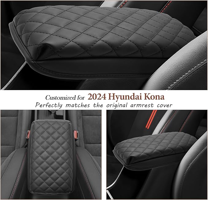SKTU for 2024 2025 2026 Hyundai Kona Center Console Cover 2024 2025 2026 Kona SE/SEL/N Line/Limited Armrest Pad Cover Kona Seat Box Cover Hyundai Kona 2024 2025 2026 Accessories Center Console Cushion