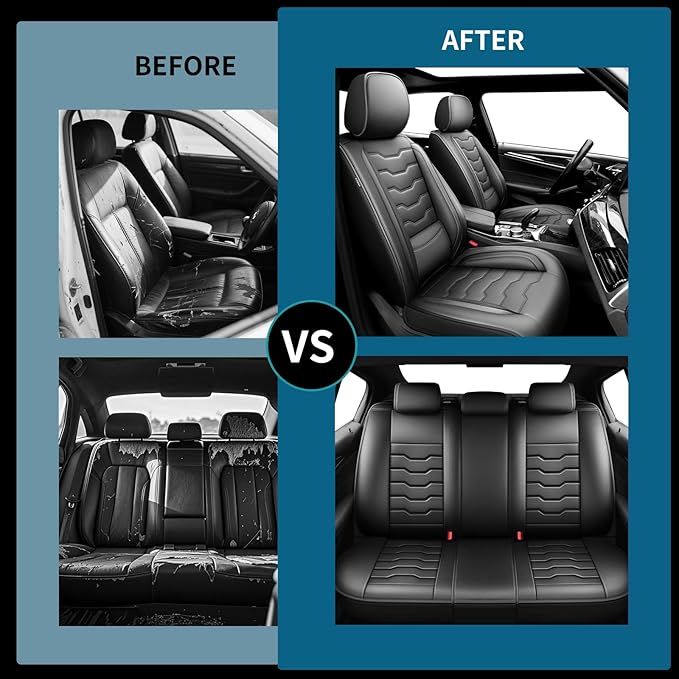 Fit Tucson Car Seat Covers Premium Leather for Hyundai Tucson 2010-2025 2026. Waterproof， Breathable, Scratch-Resistant & All-Weather Seat Cushion Protector (Front Seat, Black)