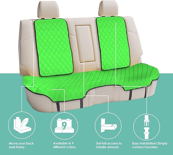 FH Group Car Seat Cushion Neosupreme Automotive Seat Cushions - Universal Fit, Rear Car Seat Cushion, Car Seat Cushions with Non-Slip Silicone Backing for SUV, Sedan, Van Rear Set Green