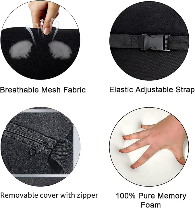 2 Pack Car Headrest Pillow for Neck Support, Soft Car Neck Pillow for Driving with Adjustable Strap and Removable Cover, Universal Fit Headrest Car Pillow