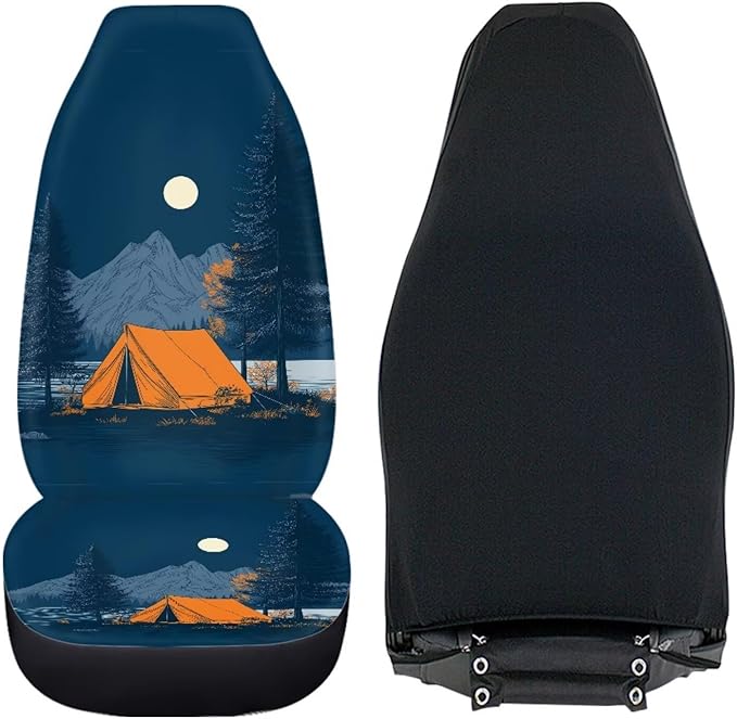 BIGCARJOB Quiet Night Car Seat Covers Set for Front Only Car Interior Accessories Cute Seat Protector for Cars Saddle Blanket Fit Most Vehicle Cars Sedan