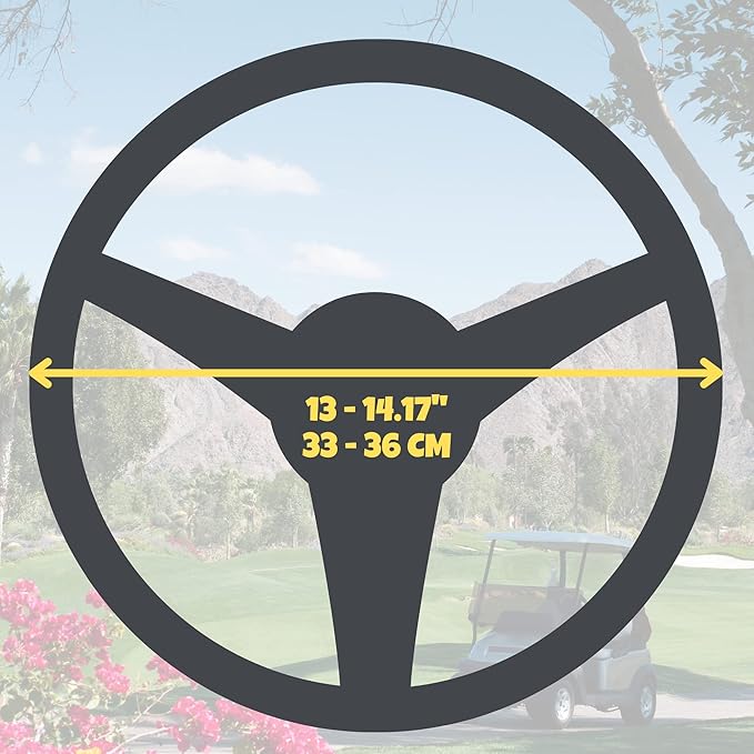 Universal Colorful Bling Crystal Diamond Rhinestones Golf Cart Steering Wheel Cover fits Club Car, Yahama, EZGO, Anti Slip Cover Easy to Install, Great Gifts for Golfer Women Womens (Blue Diamond)